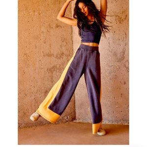 Free People Wide Leg Color Block Sweatpants